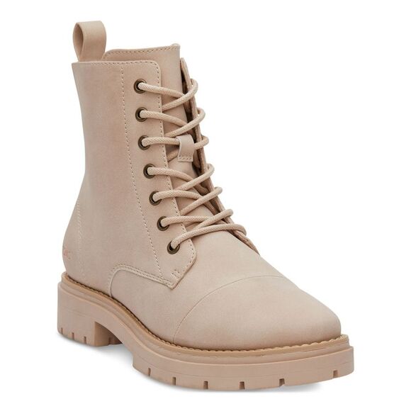 NWT TOMS Womens Beige Lug Sole Padded Alaya Round Toe Lace-Up Boots Shoes 8